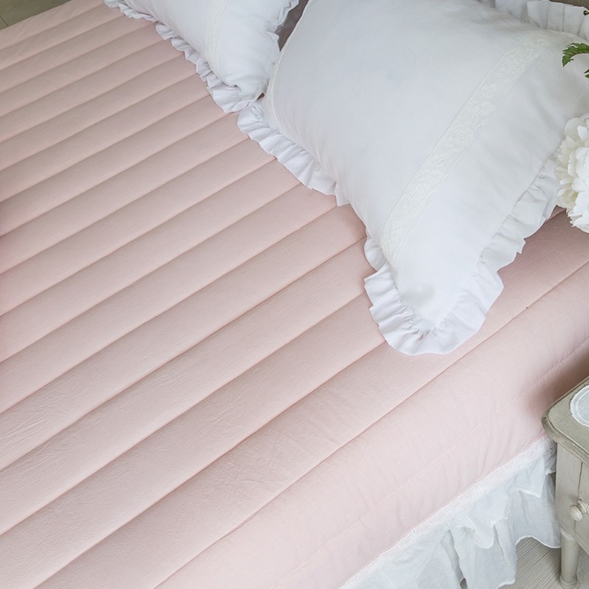[신상쿠폰] 스칼럽 고급 보들보들 면 러플 사계절 꿀잠 침대패드 스프레드 (200X230) 핑크